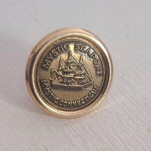 Mystic Seaport CT Vintage Lapel Pin Tie Tack Brooch - Connecticut Ship Souvenir